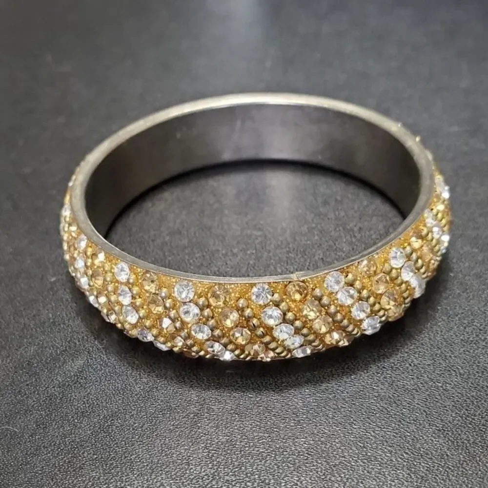 Glittery gold rhinestone bangle bracelet 7.25